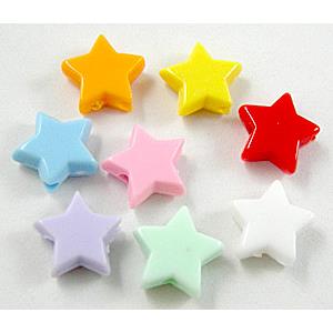 colorful plastic beads, star, mixed