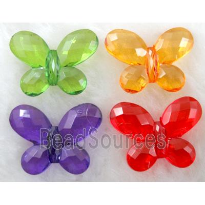 Butterfly Acrylic spacer bead, transparent, mixed color