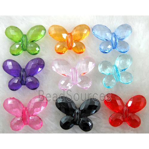 Butterfly Acrylic spacer bead, transparent, mixed color