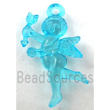 Acrylic pendant, angel, transparent, aqua