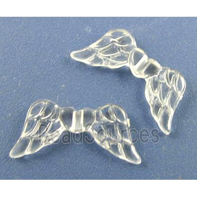 Acrylic bead, angel wing, transparent, clear