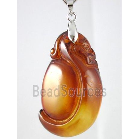 amber pendant charm, freeform