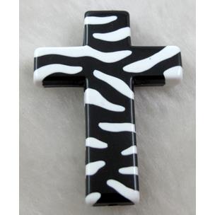 Zebra Resin Cross Beads White