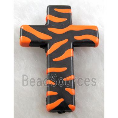 Zebra Resin Cross Beads Orange