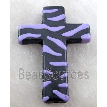 Zebra Resin Cross Beads Purple