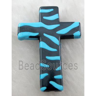 Zebra Resin Cross Beads Blue