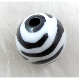 Round Resin Beads Zebra White