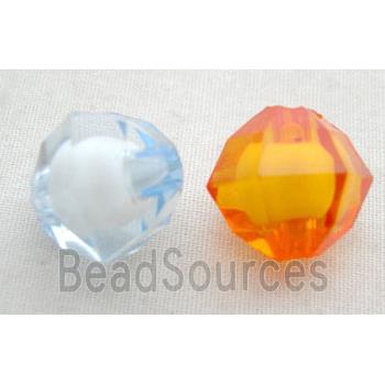 Acrylic Beads, faceted round, mixed color