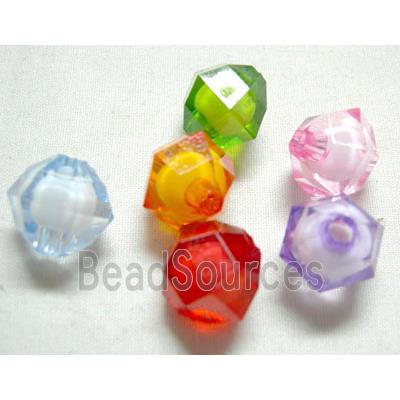 Acrylic Beads, faceted round, mixed color