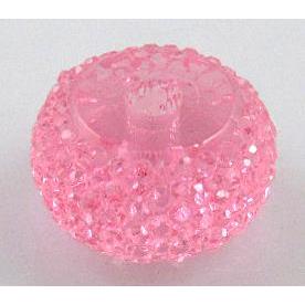 resin rhinestone bead, rondelle, pink