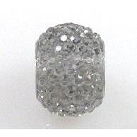 resin rhinestone bead, rondelle, grey