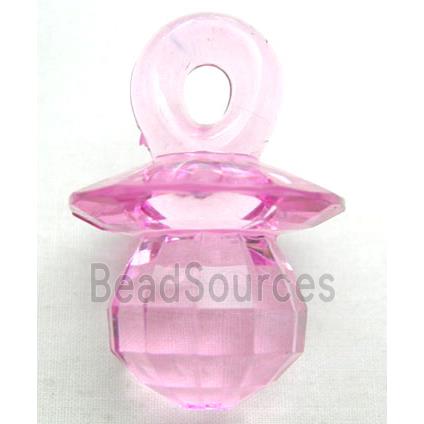 Acrylic Pendant, lantern, faceted, transparent, pink