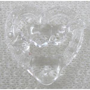 Acrylic bead pendant, heart, clear