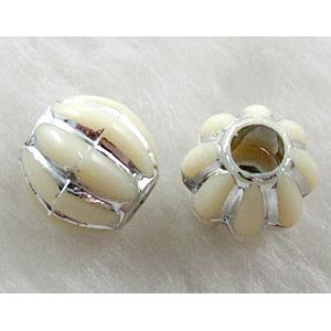 Round plastic bead, silver