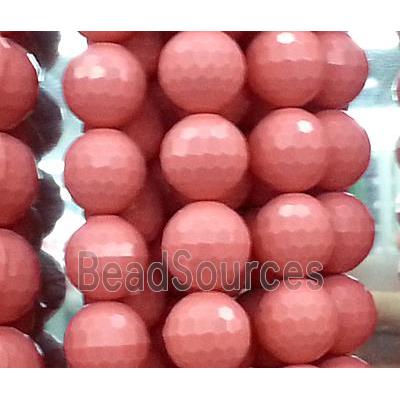 resin & stone bead, faceted round, pink