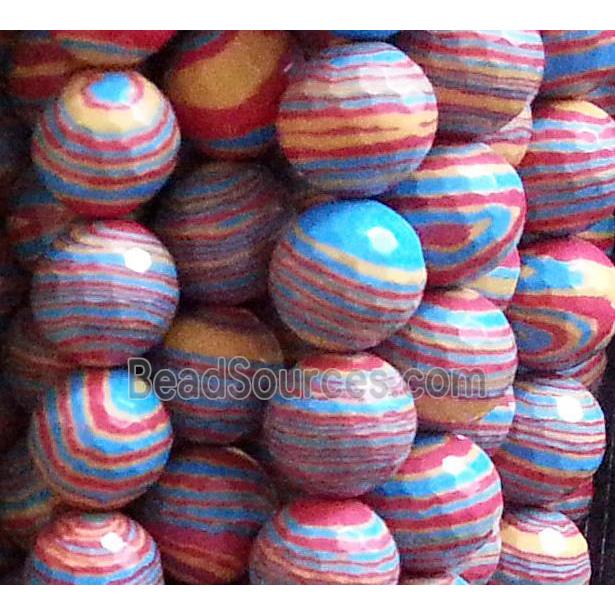 resin & stone bead, faceted round, stripe