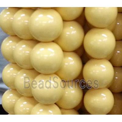 resin & stone bead, round, yellow