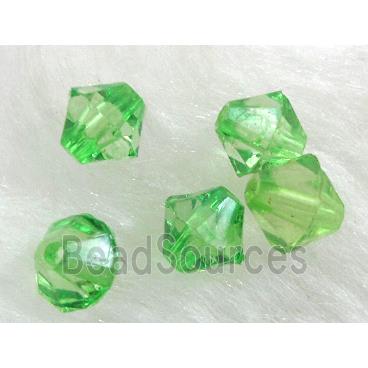 Acrylic beads, transparent, bicone, green