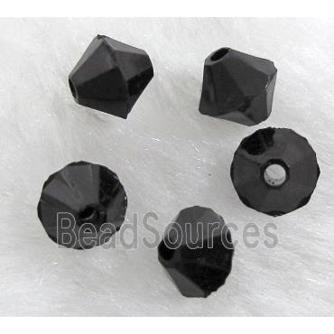 Acrylic beads, transparent, bicone, black