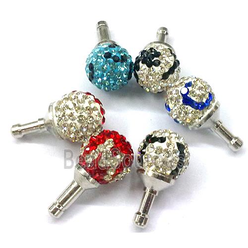 Earphone Jack Dust Cap Plug, fimo with mideast rhinestone