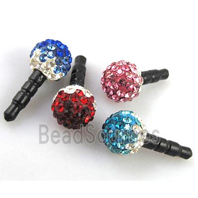 Earphone Jack Dust Cap Plug, fimo with mideast rhinestone