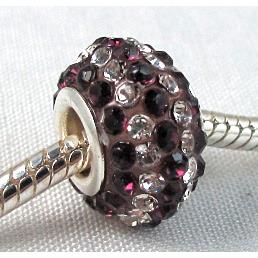 Acrylic Beads Pave Rhinestone Rondelle Large Hole