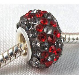 Acrylic Beads Pave Rhinestone Rondelle Large Hole