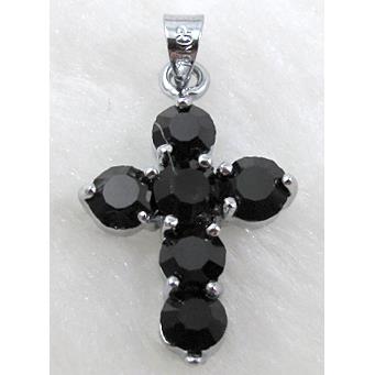 Rhinestone, Cross Pendant, Black