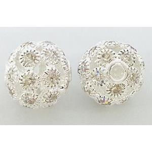 Round mideast rhinestone bead, silver