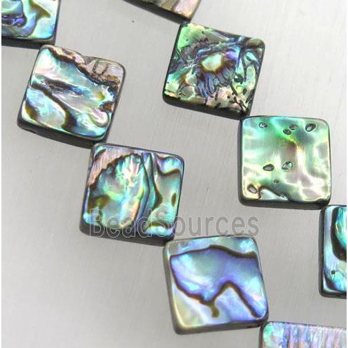 Paua Abalone shell bead, Square