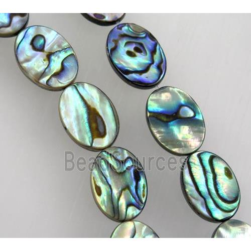 Paua Abalone shell bead, flat oval