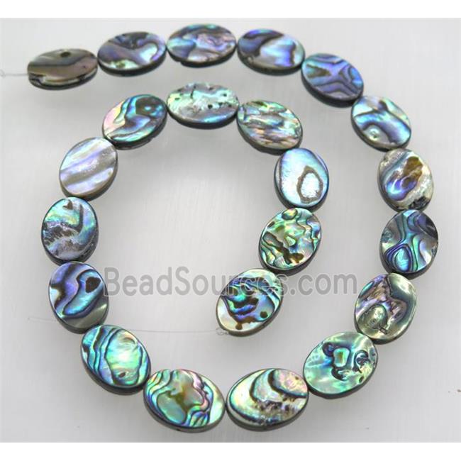 Paua Abalone shell bead, flat oval