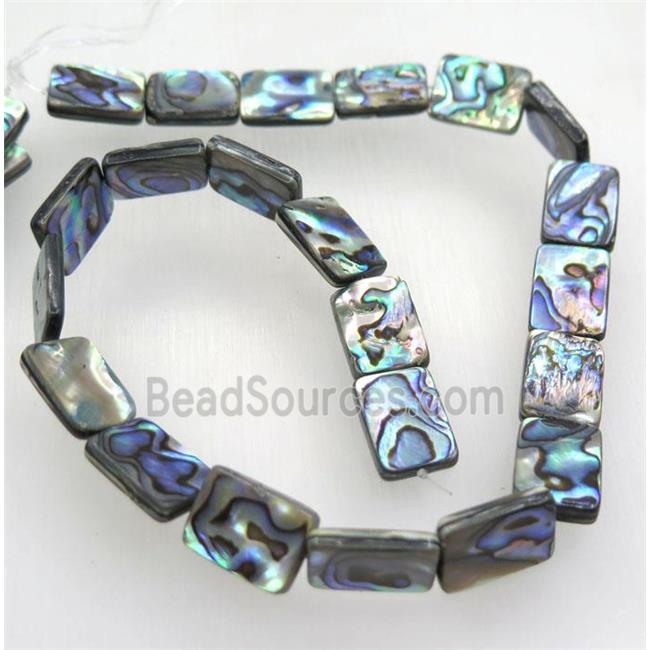 Paua Abalone shell bead, rectangle