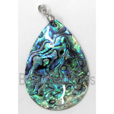 Paua Abalone shell pendant, teardrop, mxied