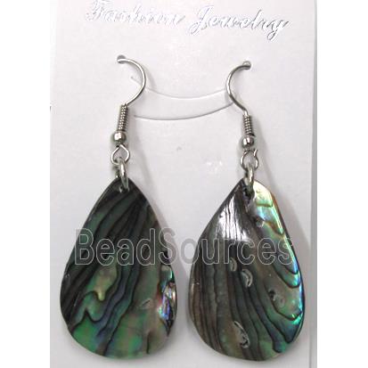 Paua Abalone shell earring, teardrop, mxied