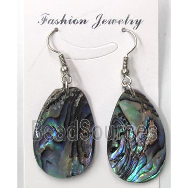 Paua Abalone shell earring, teardrop, mxied