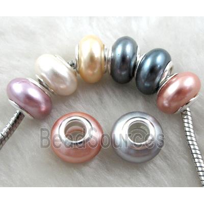 pearlized shell beads, rondelle, mixed color