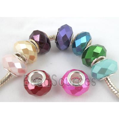 pearlized shell beads, faceted rondelle, mixed color