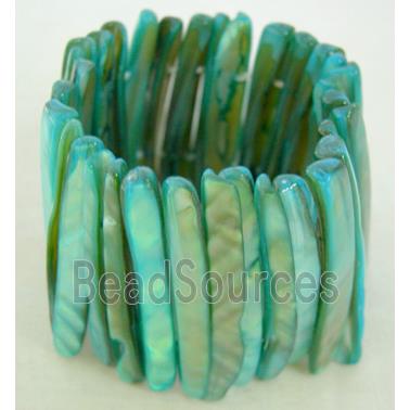 freshwater shell bracelet, stretchy, aqua