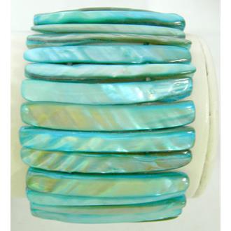 freshwater shell bracelet, stretchy, aqua