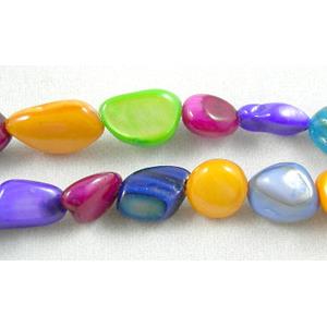 32 inches strin gof freshwater shell beads, chip, freeform, mixed color