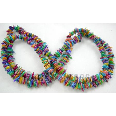 32 inches strin gof freshwater shell beads, chip, freeform, mixed color