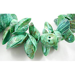 Conch Beads, blue, dyed