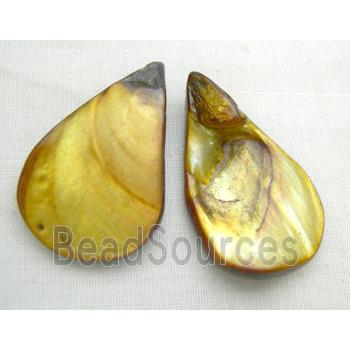 15.5 inches string of freshwater shell beads, teardrop, gold