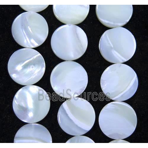 white mother of pearl bead, flat round