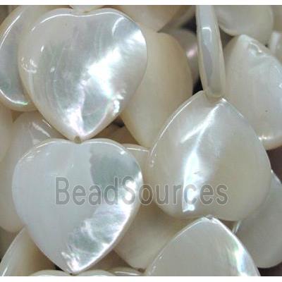 white mother of pearl bead, heart