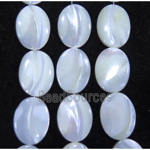 white mother of pearl bead, flat-oval