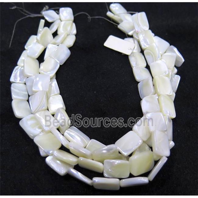 white mother of pearl bead, rectangle