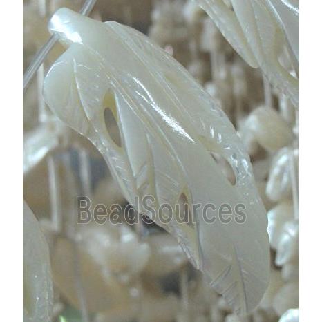 white mother of pearl bead, leaves