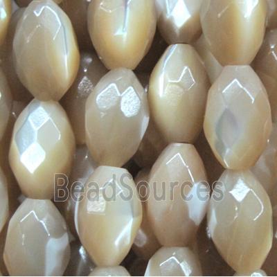 mother of pearl bead, faceted oval